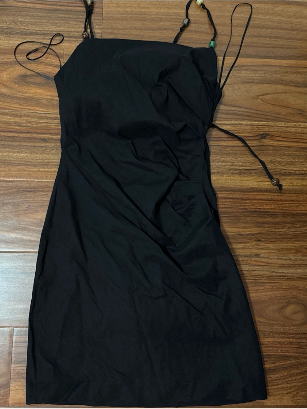 Zara Black Mini Slip Dress with Spaghetti Straps